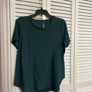 Beyond Yoga On the Down Low Tee in Midnight Green Heather Size Large